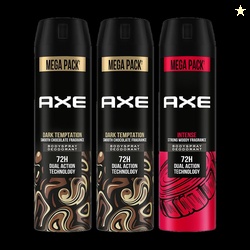 AXE Dark Temptation and Intense Deodorant Spray  -  For Men 645 ml, Pa