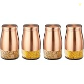 Amazon Brand - Solimo Rose Gold Tapered Glass Jar | Multipurpose Kitch