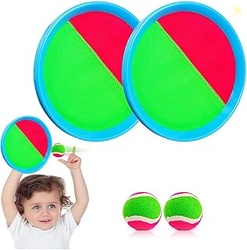Catch Ball Paddle Game Set  2 Handheld Catch Discs with 2 Matching Sof