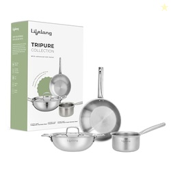 Lifelong Triply 3-piece cookware Set | Kadai, Frypan & Saucepan for Co