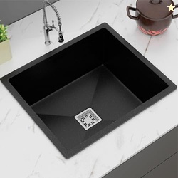 Gloxy Premium Quartz Granite Single Bowl Kitchen Sink 24x18x9 Inches -