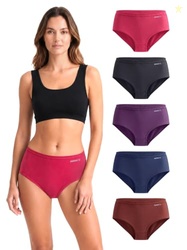 5 Pack Women's High Coverage Super Combed Cotton Hipster Panty Set | P