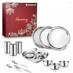 Wonderchef Harmony Premium Wedding Gift & Pooja Set | Plates, Bowls, G