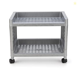 Plastic Storage Organizer Rack - Multipurpose 2 Layer Trolley with Veg