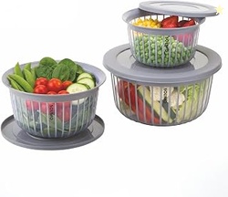 Plastic Linea Storage Containers with Lid Food Grade Set of 3 (1.3L, 2