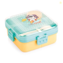 ATTRO My Lunch 2 Layer Plastic Lunch Box Comes with Fun Dinosaur Print
