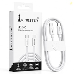KINGSTER 60W USB-C to USB-C Cable, 1 Metre Nylon Braided PD Fast Charg