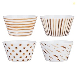Amazon Brand - Solimo Ceramic Bowl, Set of 4 | Microwave & Dishwasher 