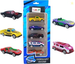 ToyBharat Free Wheel Metal Car Set of 5 in Multicolour with Pullback A