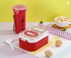 Lunch Box with Water Bottle Set for Office & School, Leak Proof Plasti
