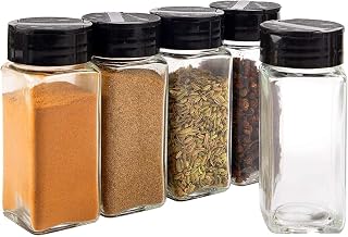 Salt & Pepper Square Glass Spice Jar with Black Sifter Two Sided Sifte