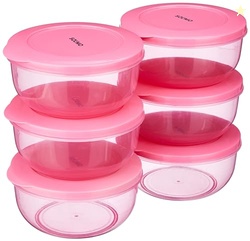 Amazon Brand - Solimo Plastic Nestable Round Container | Set of 6 | 90