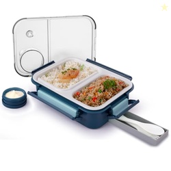 ATTRO Smart 2 Compartment Lunch Box with Small Container Spoon & Fork 