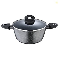 Bergner Orion NonStick 24 cm Casserole/Soup Pot, Glass Lid, 3.9 L Capa