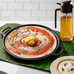 HomeWiz Cast Iron Non Stick Dosa Tawa 30 cm | Free Oil Dispenser 500ml