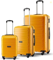 Loop 3Pc Set Yellow Polypropylene Hard Travel Suitcase - Suitcase for 