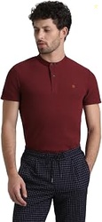 Men's Cotton Blend Henley Style Solid Slim Fit T-Shirt