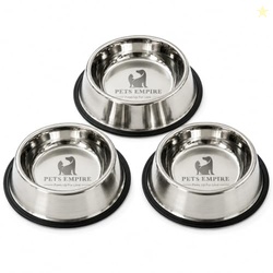 Pets Empire Dog & Cat Bowls Stainless Steel, Pack of 3, Anti-Skid Feed