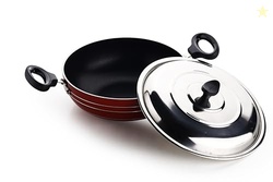 Crystal Platinum Series Non Stick Kadai with Steel Lid| 250 mm | 3 mm 