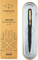 PARKER Vector Matte Black, Gold Trim Ball Pen (Ink Color - Blue)