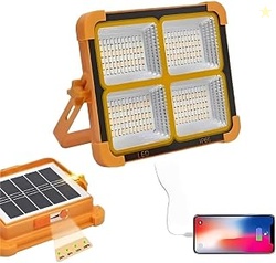 Solar Rechargeable LED Flood Light, Portable Camping Work Light with S