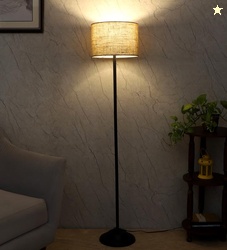 tu casa Foldable Metal Floor Lamps with Beige Jute Shade for Home Dcor