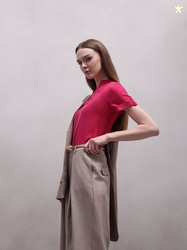 Vero Moda Cherry Red Roll-Up Sleeves Top