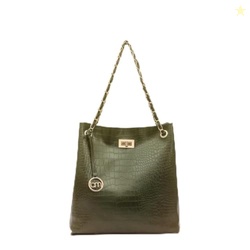 Bagsy Malone Bucket Shaped Tote Bag (Croco Olive)