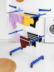 FLIPZON Premium Clothes Stand for Drying with Wheels | Portable | 2 La