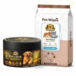Paw Cream 30g + Pet Wipes 100 Sheets Combo | Moisturizing Paw Balm wit