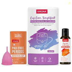 Reusable Menstrual Cup for Women (Medium) + Electric Steam Sterilizer 