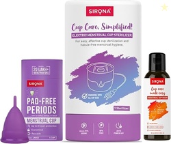 Sirona Reusable Menstrual Cup for Women (Large) + Electric Steam Steri