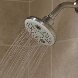 Amazon Basics Shower Head for Bathroom | Round Multifunction 5-Spray O