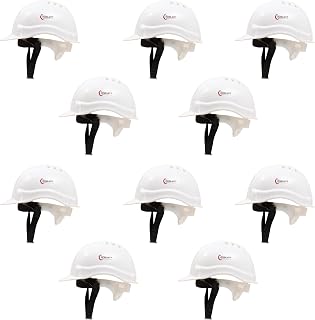 Robustt Safety Helmet - White (Pack of 10) | Adjustable Headband | Hea