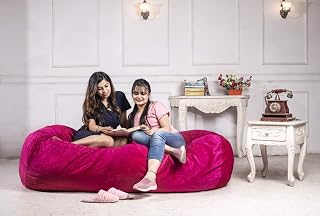 6ft Bean Bag Chair, Velvet Jumboo Size Beanbag, with Shredded Foam for