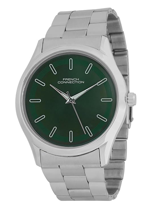 French Connection Axiom Mens Green Sunray Dial Analog Watch with Round