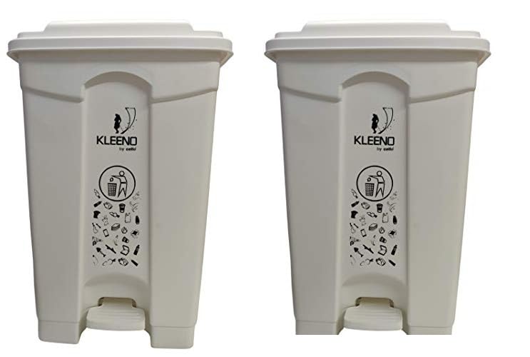 Cello Strong Plastic Step-On Pedal Garbage Dustbin 60 Ltr White & Whit