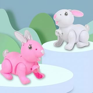 Walking Bunny Rabbit Toy with Leash, Music & LED Lights | Battery Oper