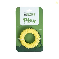 EZRA Play Spiky Small Ring Dog Chew Toy - Yellow | Durable Non-Toxic R