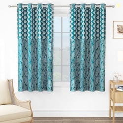 MollisHomes Window Curtains 5 Feet Pack of 1, Damask, Blue & White | D