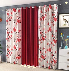 Galaxy Home Decor Polyester Floral Curtain, Window 5 Feet, Aqua Blue, 