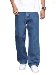 Men's Loose Fit Baggy Jeans  Relaxed Wide Leg Denim with Fashionable U