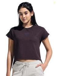 Women's High Low Top with Chest Logo Print