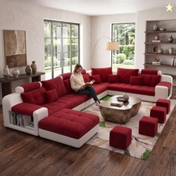 Torque Callister 12 Seater Sofa Set for Living Room (Red) | Interchang