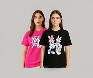 Womens Combo T-Shirts, Printed Cotton Tshirts, Casual Summer Wear (Cot