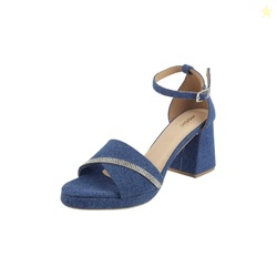 Mochi Women Denim Block Heel Comfortable Stylish Casual Sandals