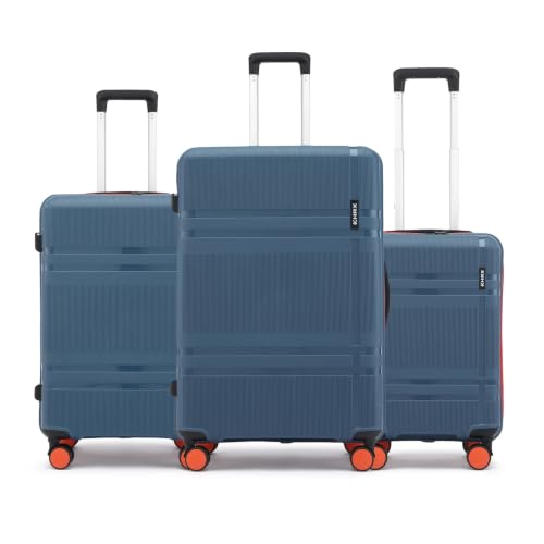 HRX Helium 3-Piece Luggage Set Blue Polypropylene Hard Shell Suitcase 