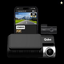 Qubo Smart Dashcam Pro 3K + Rear Dashboard, In-car Camera System ...mo