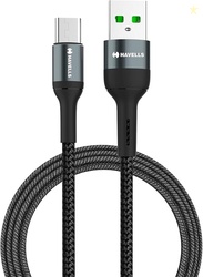 Havells USB Star- Braided Type A to Type C Data Cable 65W, 6A (AHNREHB