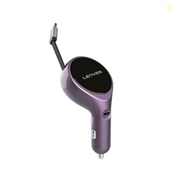 Lenyes CA820 60W Car Charger | Dual Output with 80cm Retractable Type-
